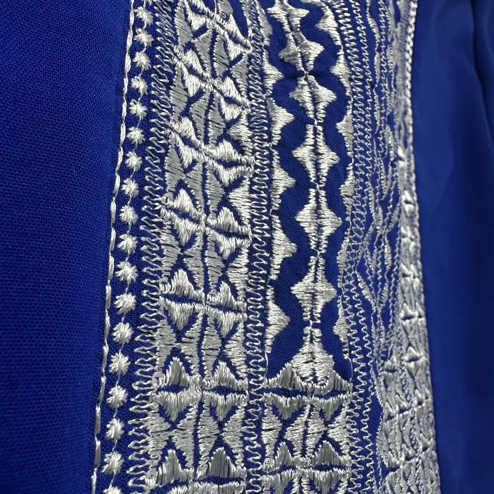 Boho Embroidered Blue Tunic Top 2XL | Festival Peasant Blouse Cottagecore - Picture 9 of 13